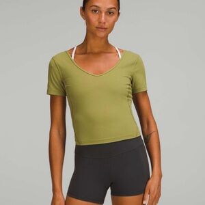 LULULEMON Align T Shirt Short Sleeve Crop Bronze Green Buttery-Soft Nulu